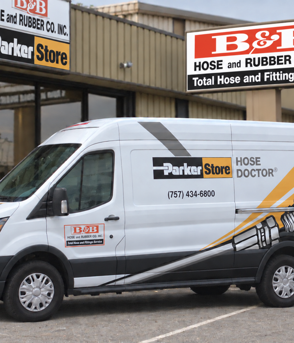 B&B Hose and Rubber Co. Parker Store Hose Doctor service van parked outside the Chesapeake location